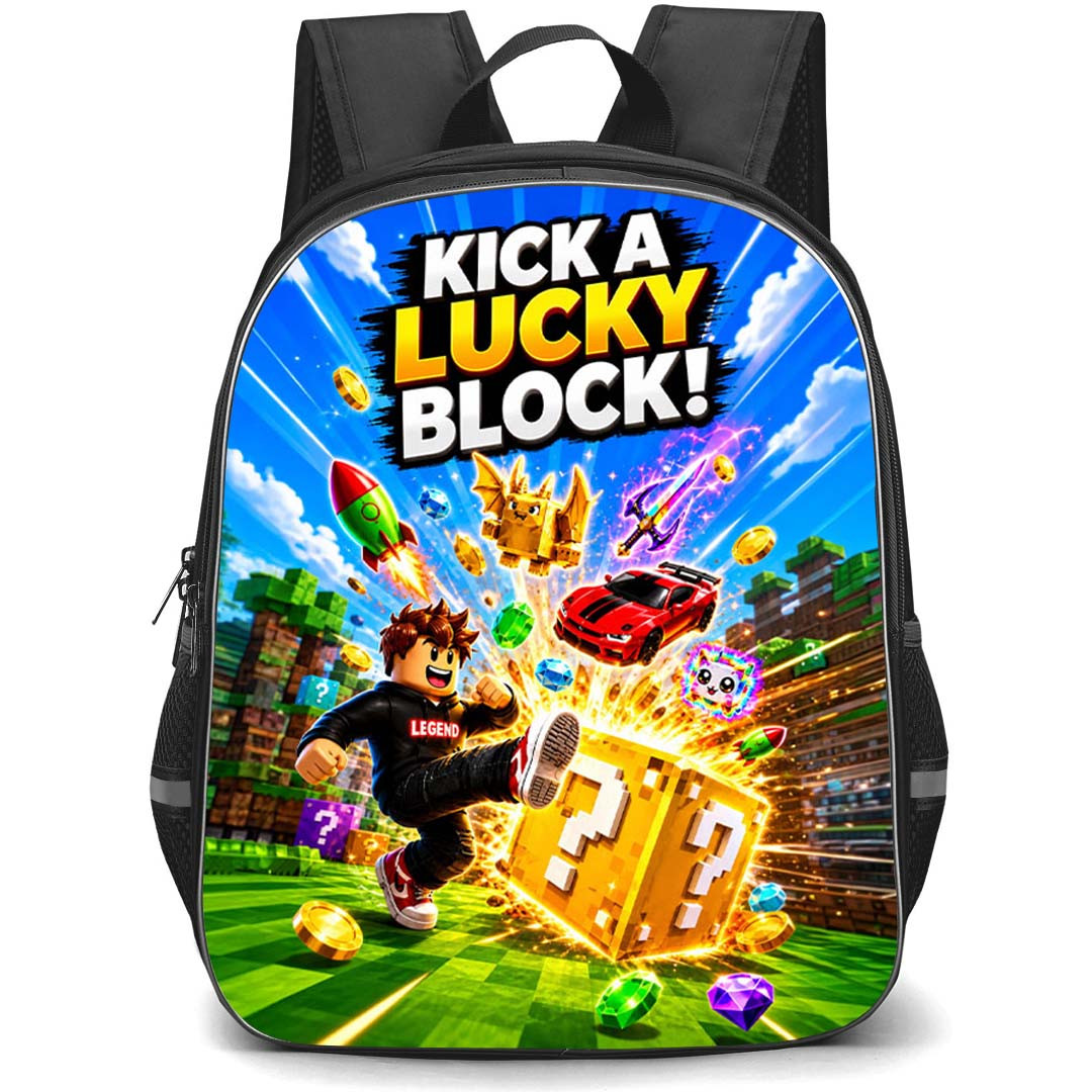 Roblox Kick A Lucky Block Backpack School Bag StudentPack - Roblox Kick A Lucky Block Rewards Blast Poster