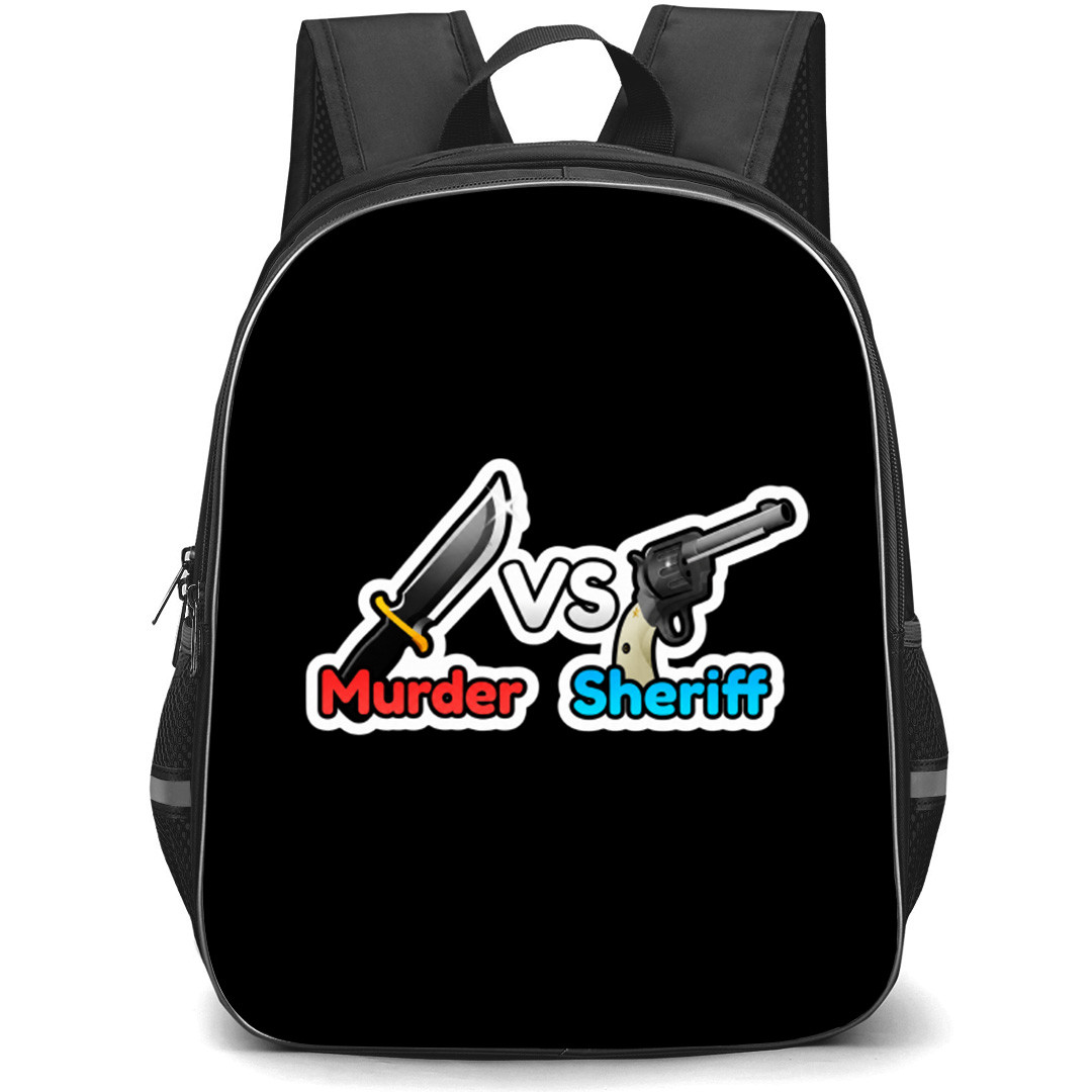 Roblox Murderers VS Sheriffs Backpack School Bag StudentPack - Roblox Murderers VS Sheriffs Knife Gun Sticker