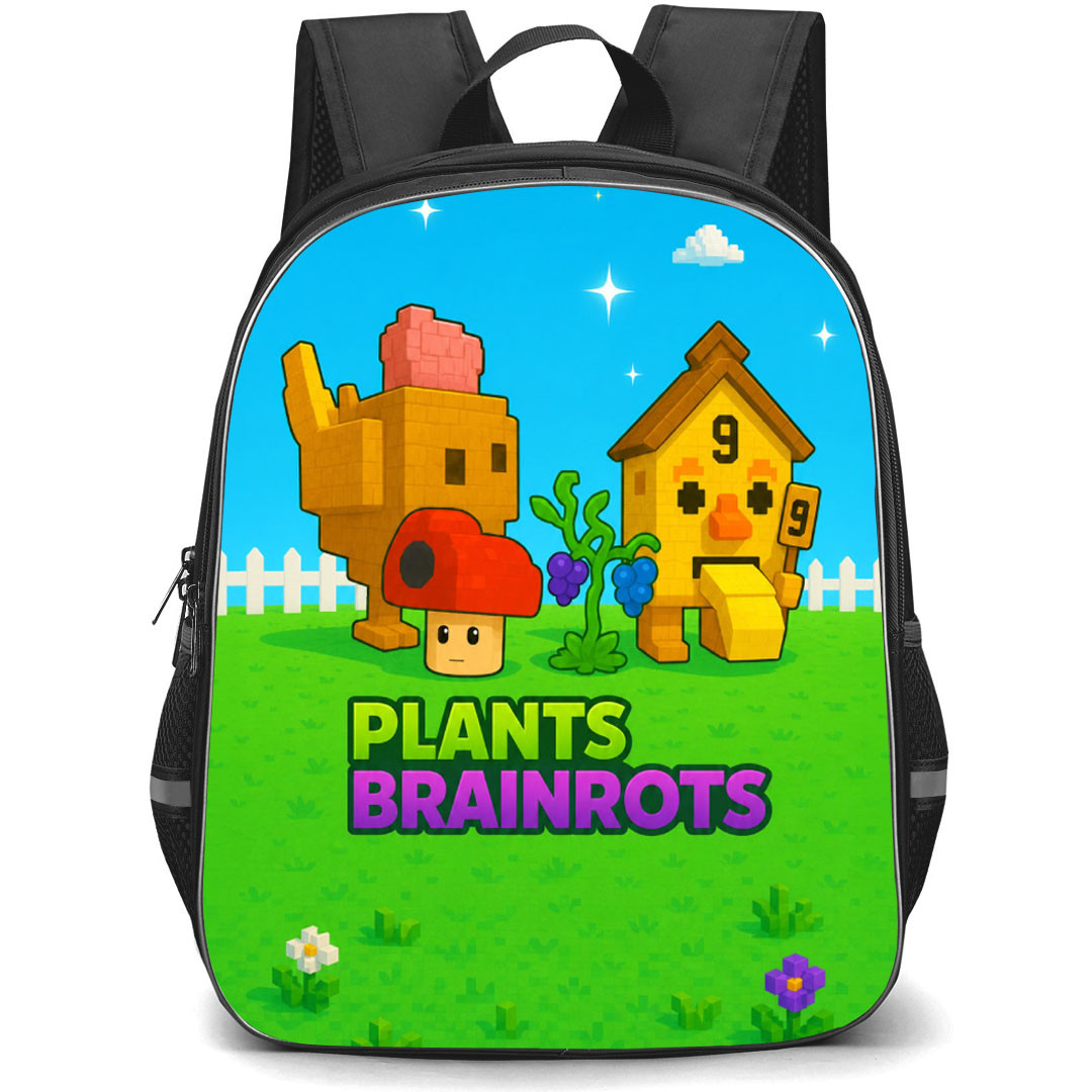 Roblox Plants VS Brainrots Backpack School Bag StudentPack - Roblox Plants VS Brainrots Grass Sky Game Poster