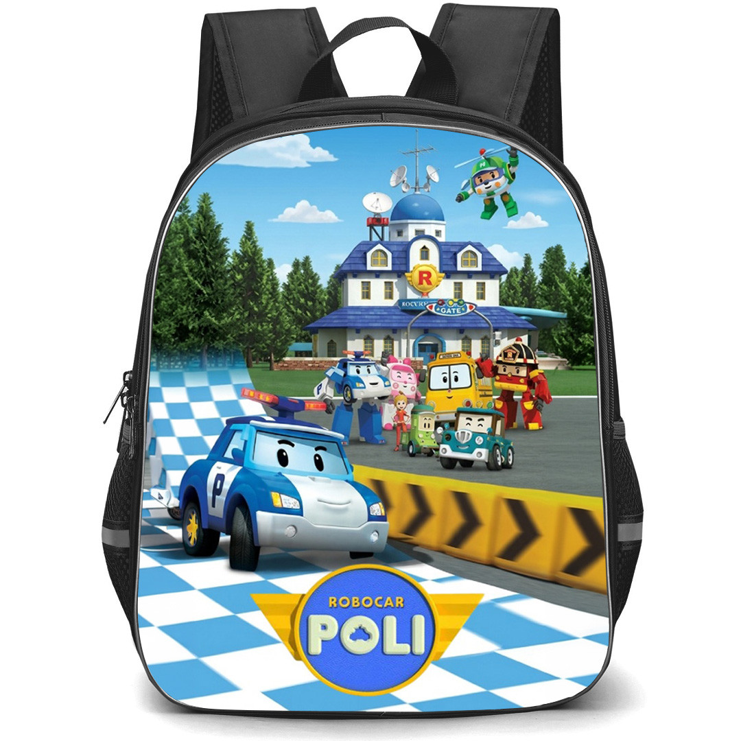 Robocar Poli Backpack School Bag StudentPack - Robocar Poli Rescue Headquarters Team Race Day Poster