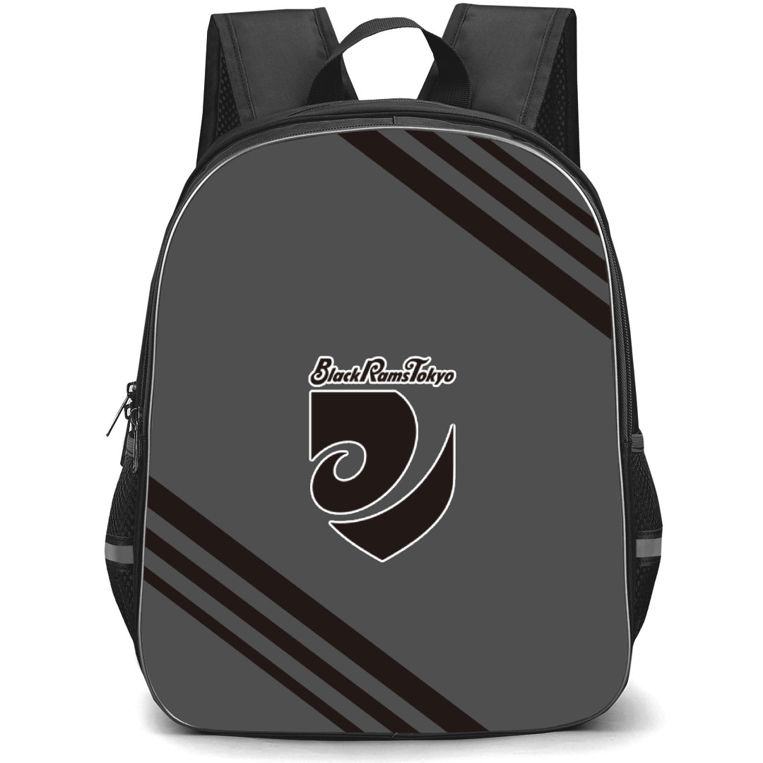 Black Rams Tokyo Backpack School Bag StudentPack - Large Logo With Stripe