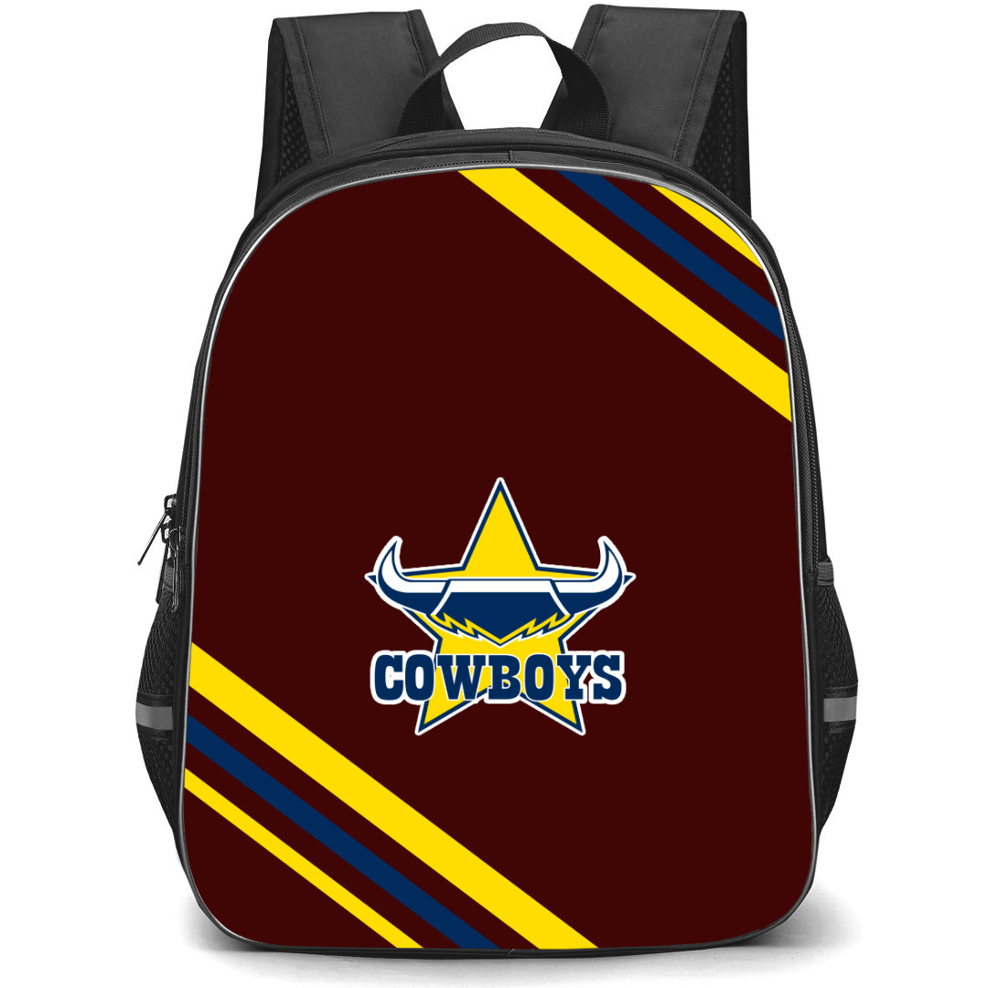 North Queensland Cowboys Rugby League Football Club Backpack School Bag StudentPack - Large Logo With Stripe