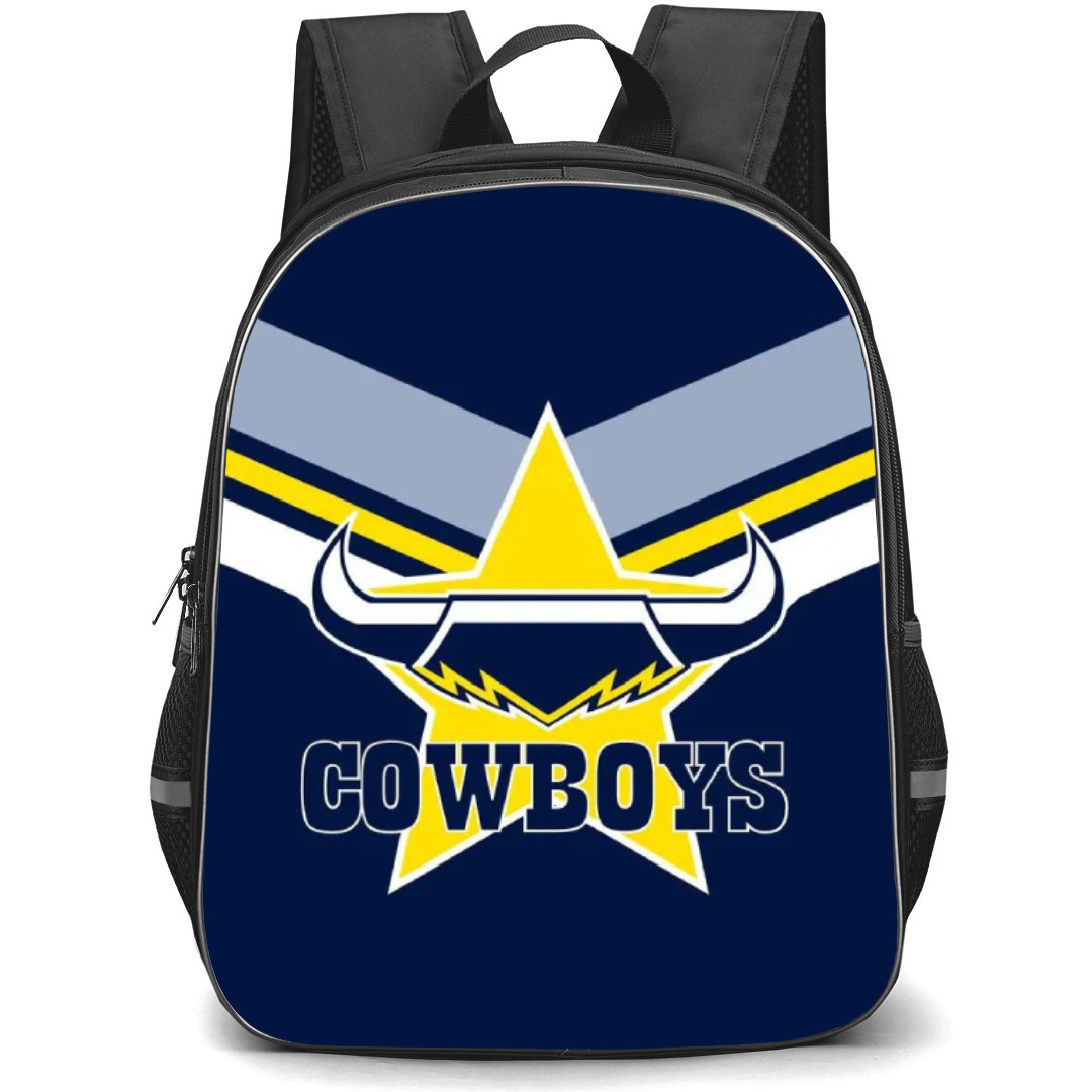 North Queensland Cowboys Rugby League Football Club Backpack School Bag StudentPack - Logo Blue Yellow Line Background
