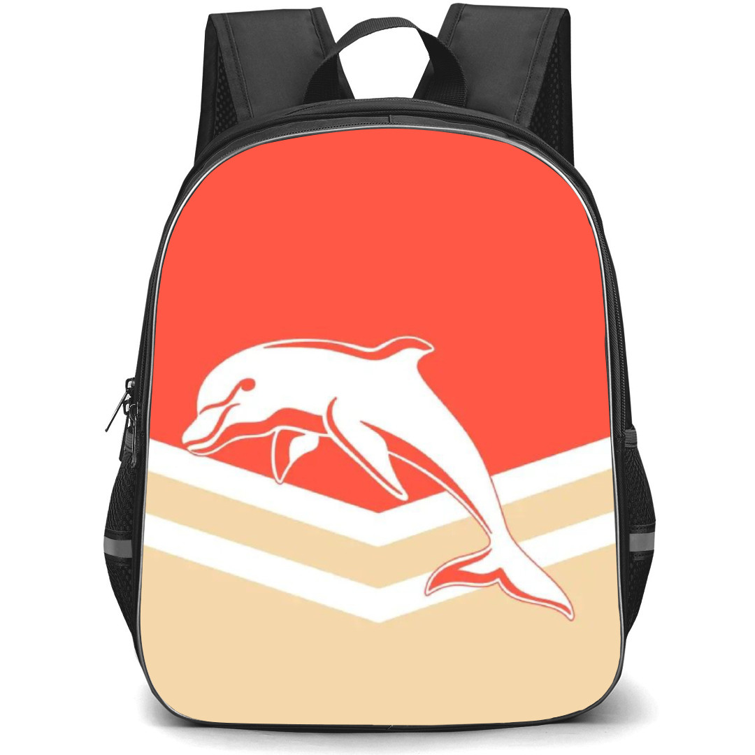 Dolphins Backpack School Bag StudentPack - Logo Beige And Red Background
