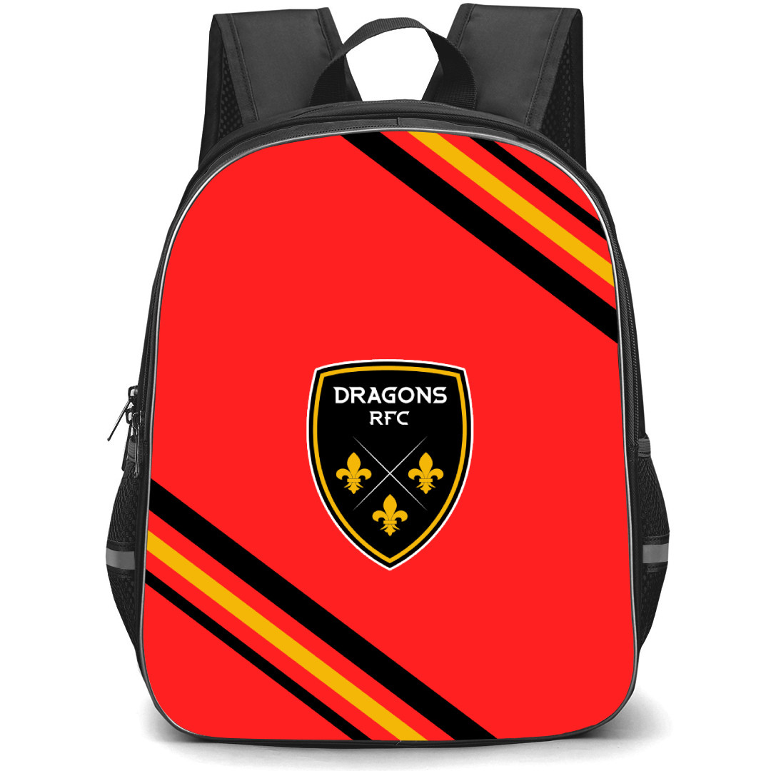Catalans Dragons XIII Backpack School Bag StudentPack - Large Logo With Stripe
