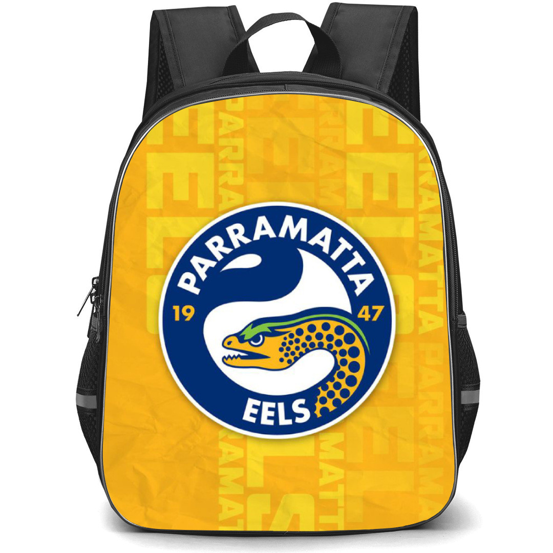 Parramatta Eels Rugby League Club Backpack School Bag StudentPack - Logo Yellow Grunge Poster