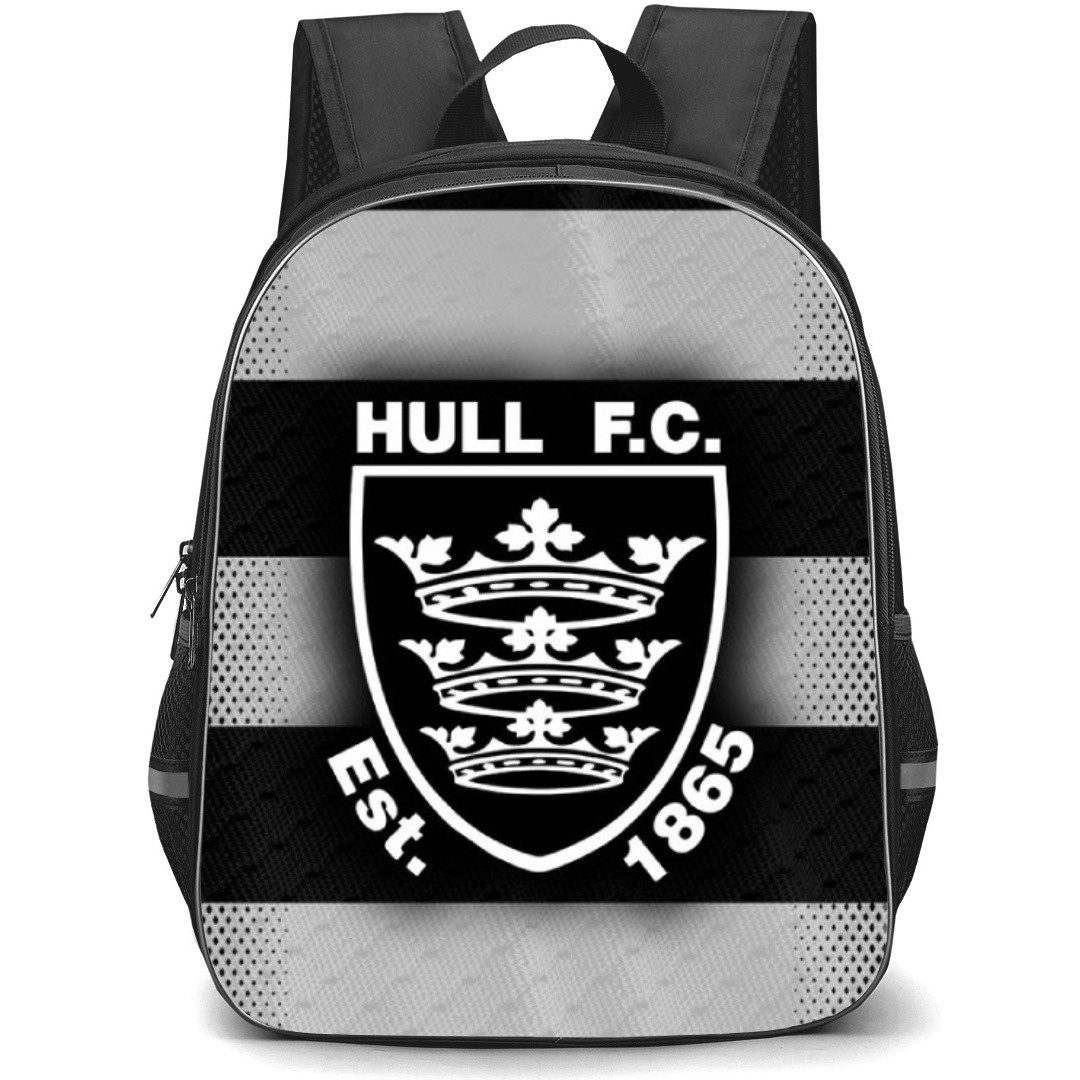 Hull Football Club Backpack School Bag StudentPack - Logo Gray And Black Stripe Background