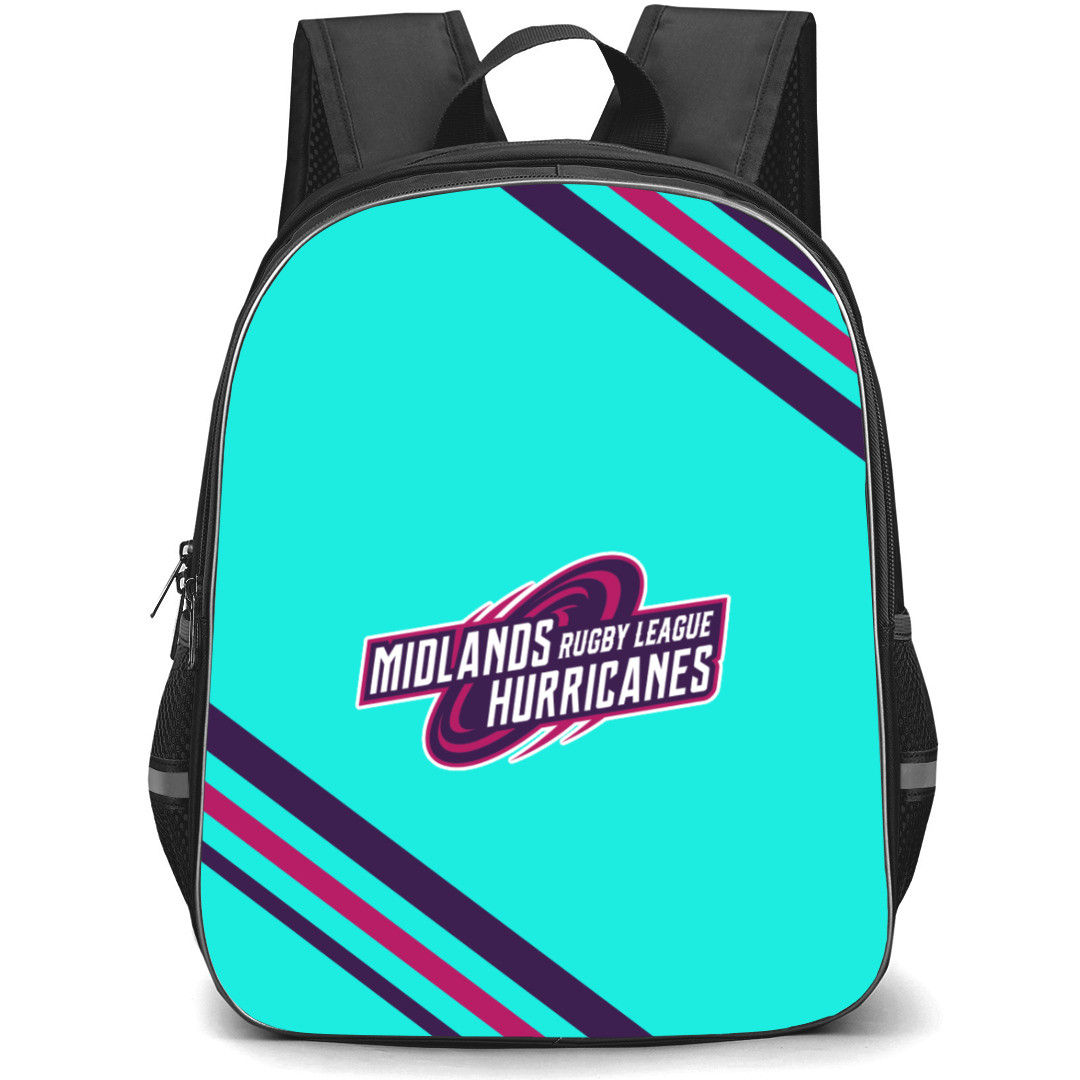 Midlands Hurricanes Rugby League Football Club Backpack School Bag StudentPack - Large Logo With Stripe