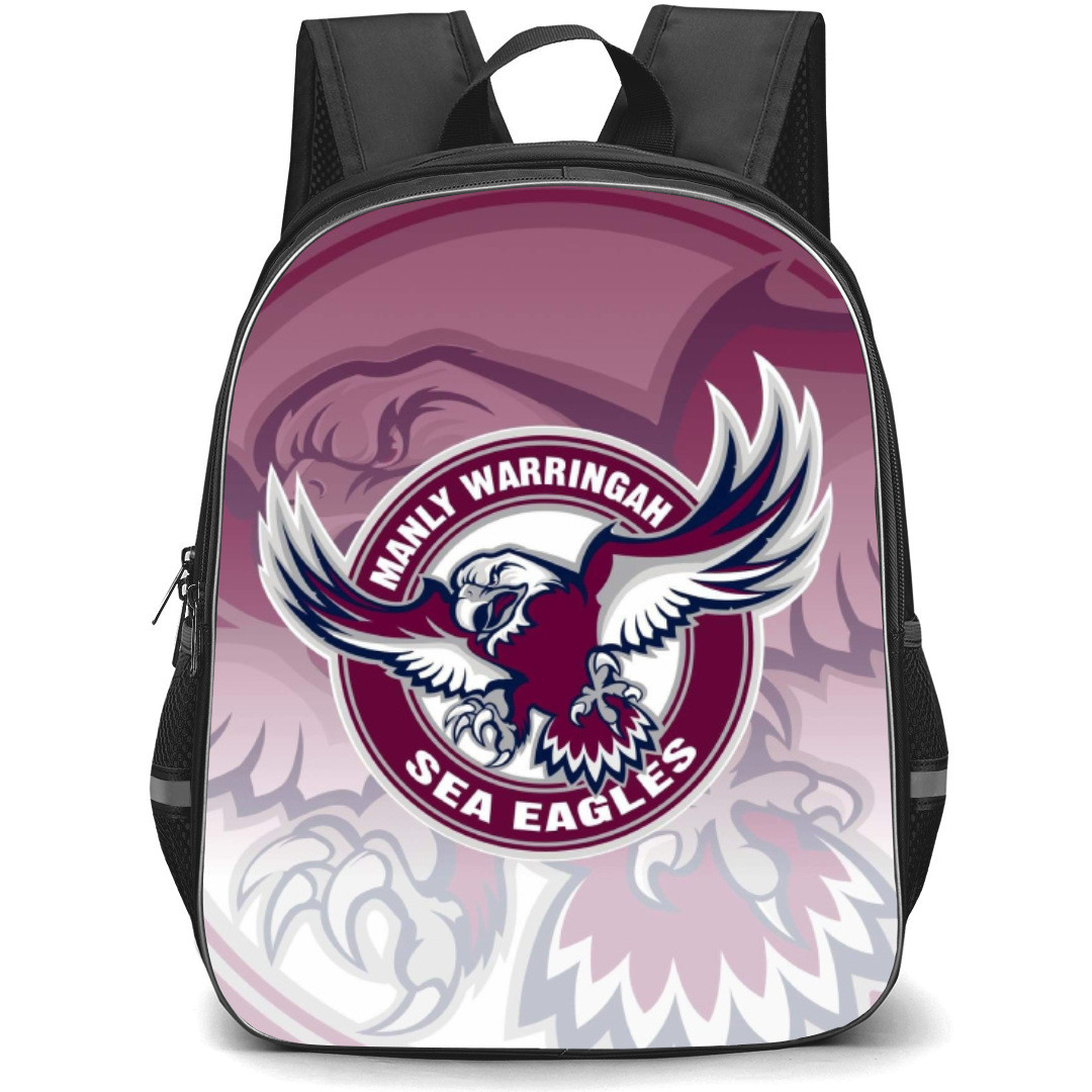 Manly Warringah Sea Eagles Rugby League Football Club Backpack School Bag StudentPack - Logo Overlay Gradient Background