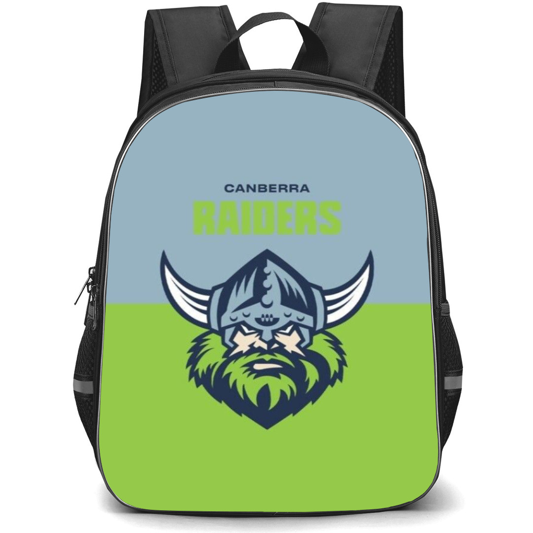 Canberra Raiders Rugby League Club Backpack School Bag StudentPack - Logo Gray And Green Background