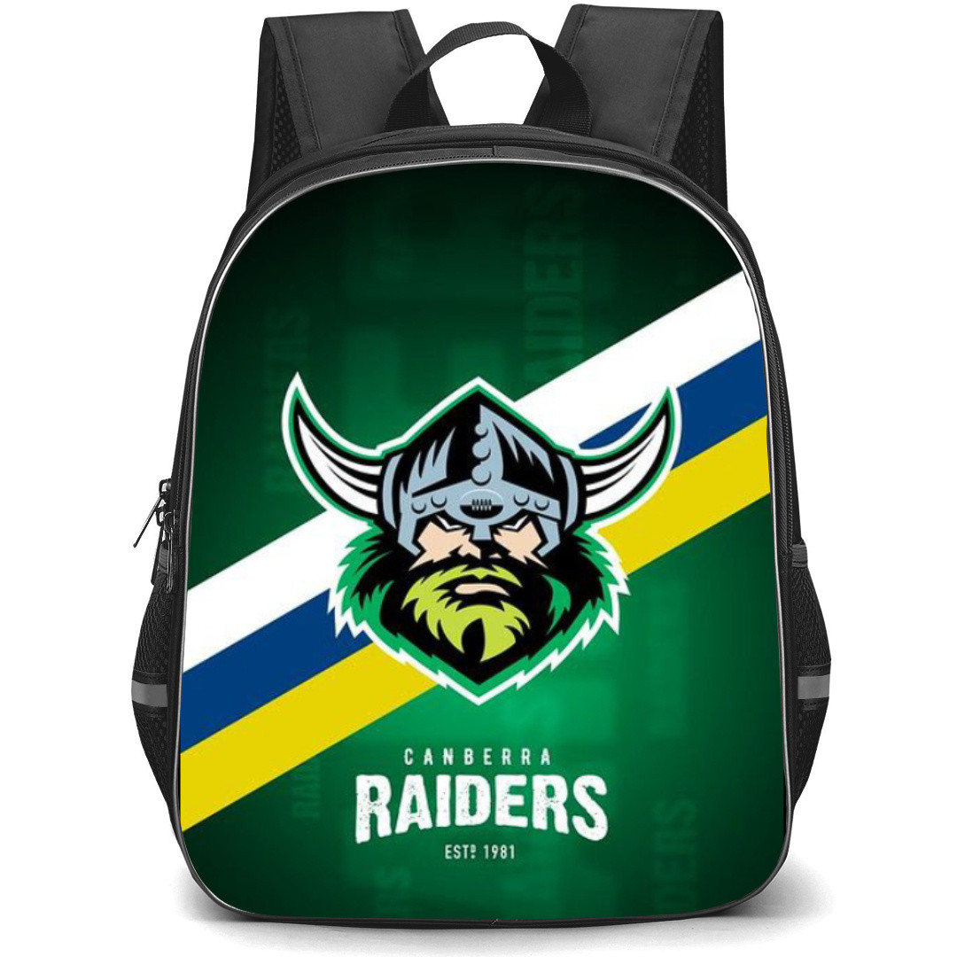 Canberra Raiders Rugby League Club Backpack School Bag StudentPack - Logo White Blue And Yellow Background