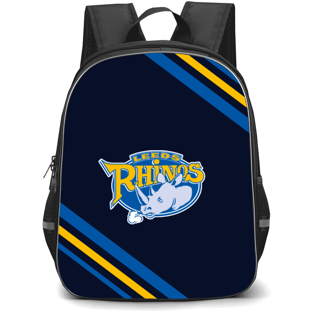 Leeds Rhinos Rugby League Football Club Backpack School Bag StudentPack - Large Logo With Stripe