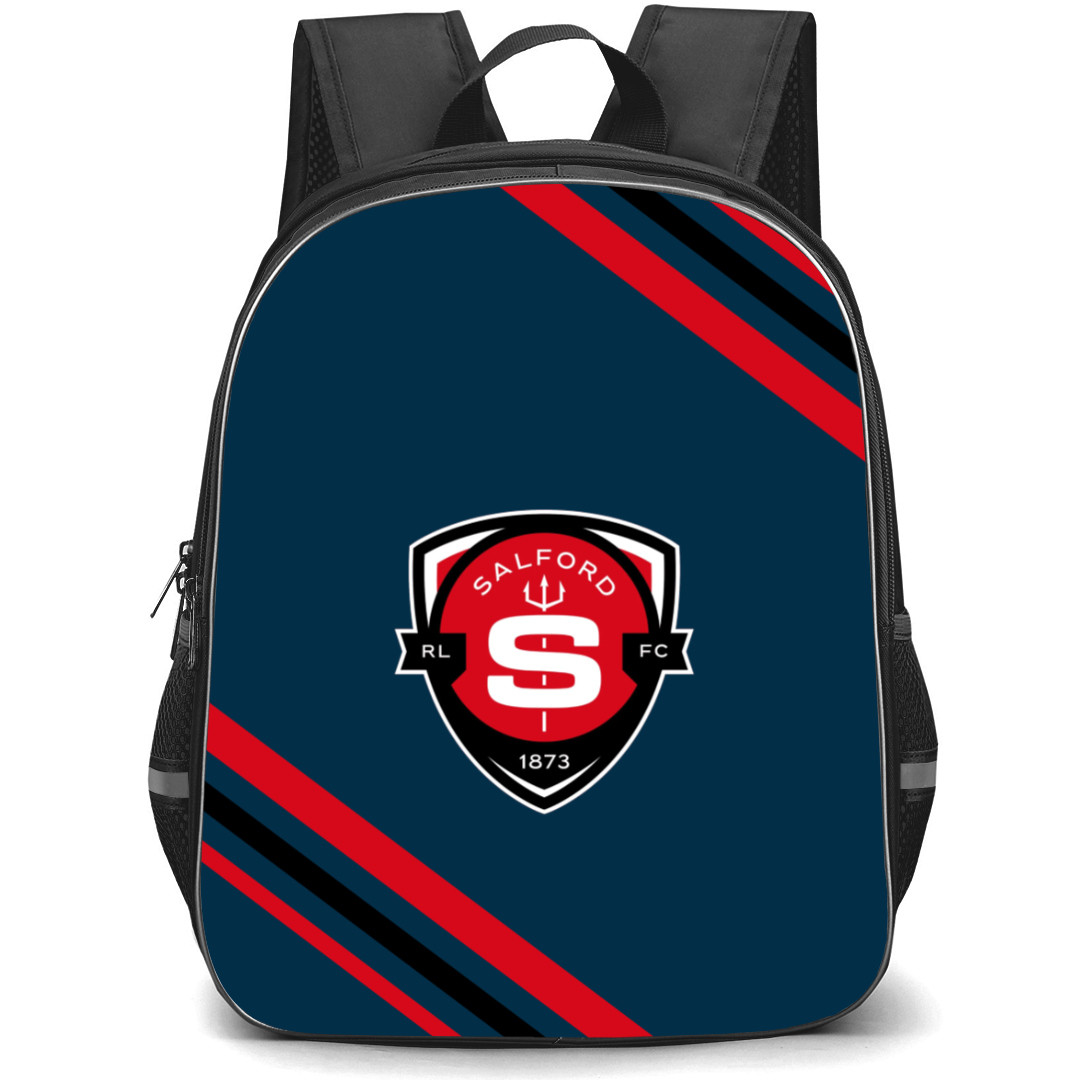 Salford Rugby League Football Club Backpack School Bag StudentPack - Large Logo With Stripe