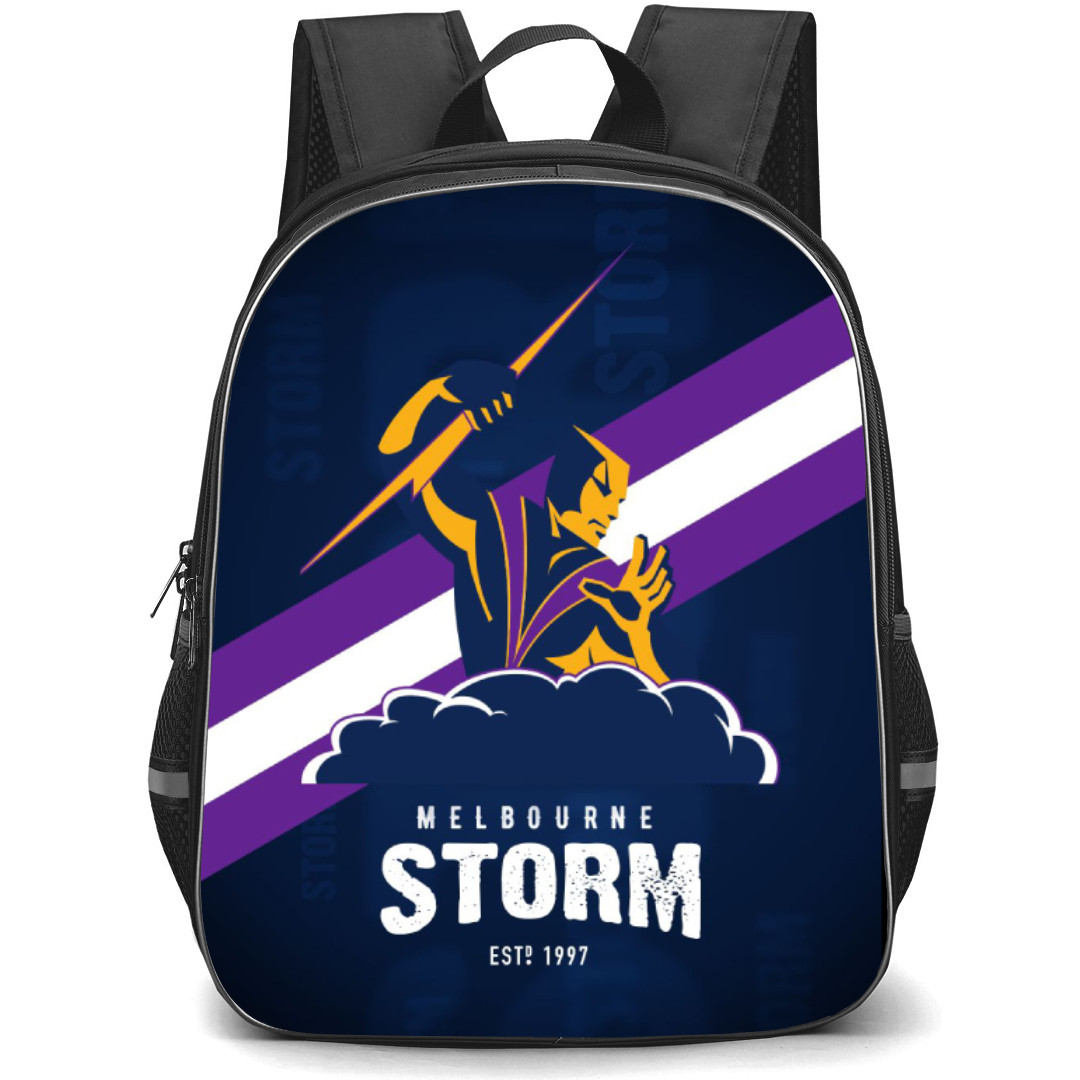Melbourne Storm Rugby League Club Backpack School Bag StudentPack - Logo Blue Purple Stripe Poster