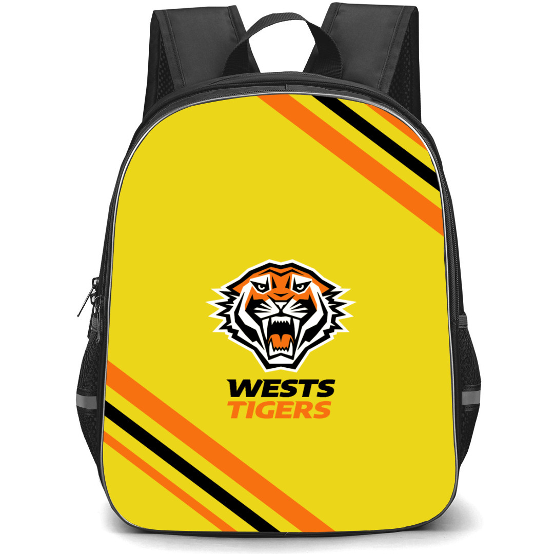 Wests Tigers Rugby League Football Club Backpack School Bag StudentPack - Large Logo With Stripe