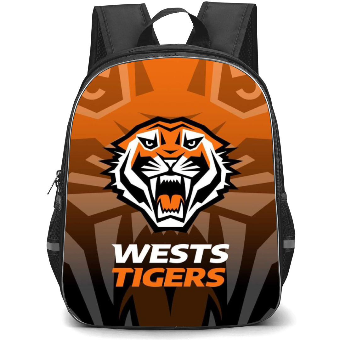 Wests Tigers Rugby League Football Club Backpack School Bag StudentPack - Logo Overlay Gradient Background