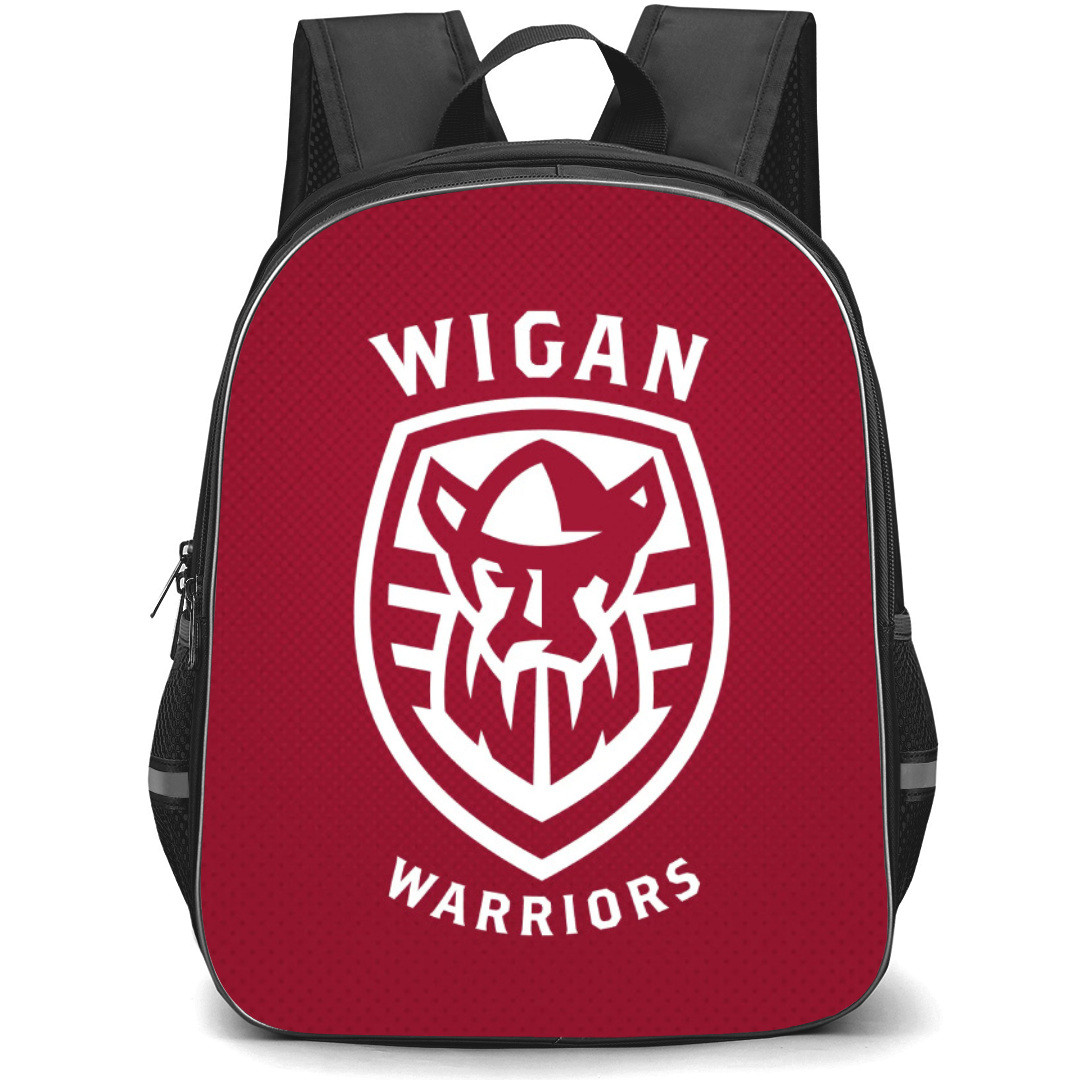 Wigan Warriors Rugby League Football Club Backpack School Bag StudentPack - Logo Grunge Red Background