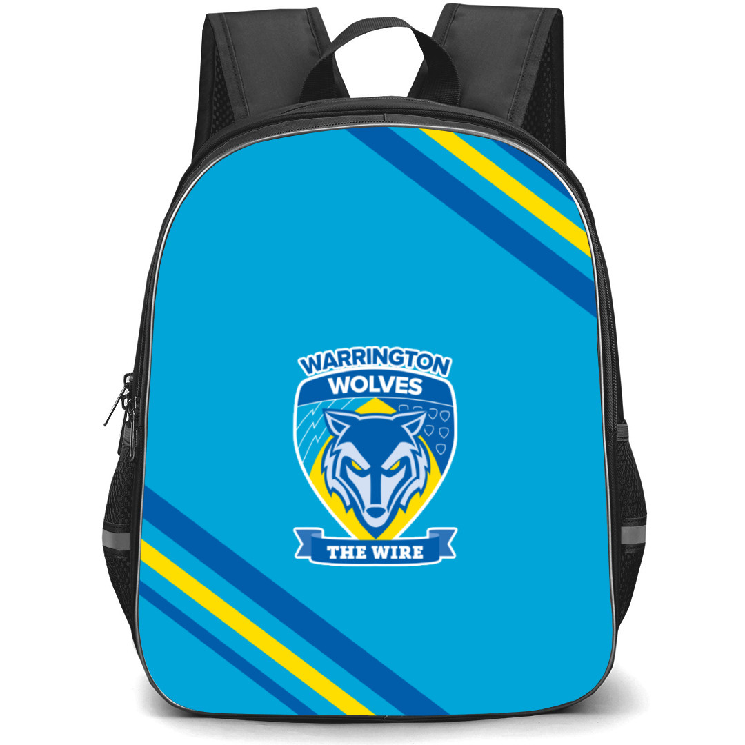 Warrington Wolves Rugby League Football Club Backpack School Bag StudentPack - Large Logo With Stripe