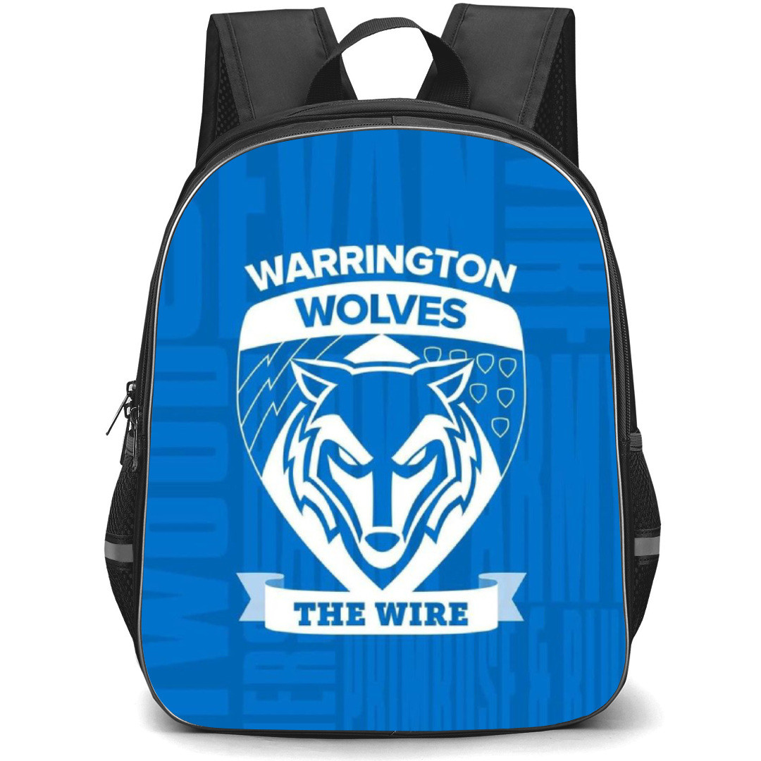 Warrington Wolves Rugby League Football Club Backpack School Bag StudentPack - Logo Wordmark Blue Poster