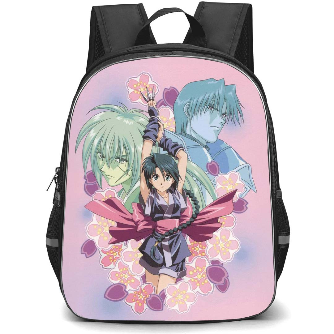 Rurouni Kenshin Backpack StudentPack - Rurouni Kenshin Characters Flowers Background