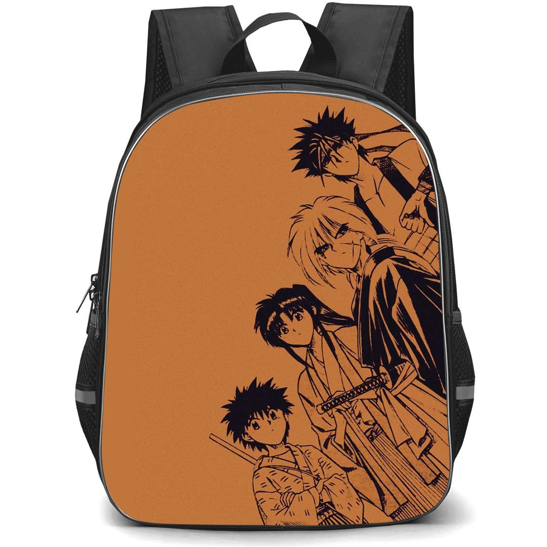 Rurouni Kenshin Backpack StudentPack - Rurouni Kenshin Characters Line Art Brown Background