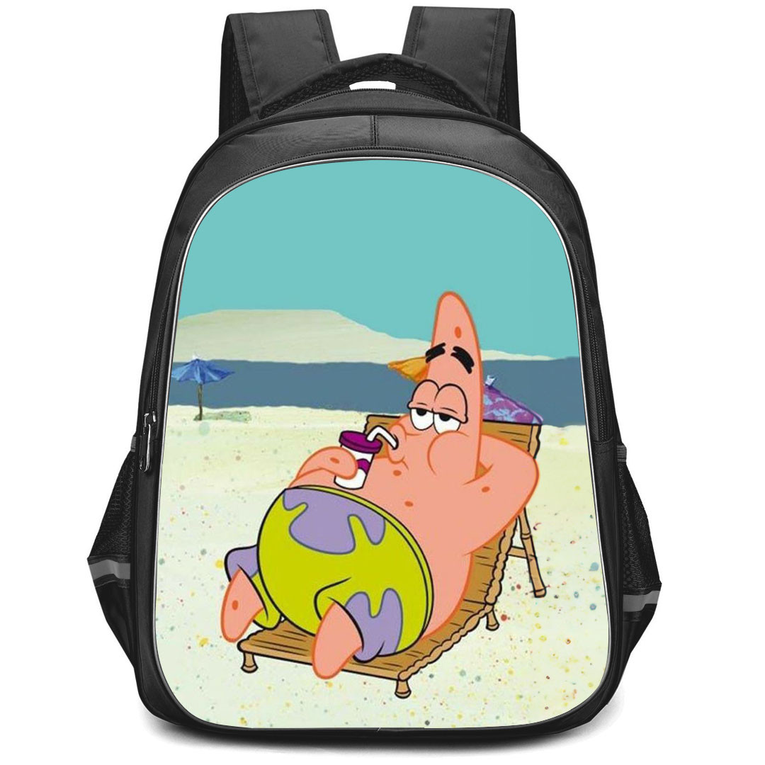SpongeBob Patrick Star Backpack StudentPack - Patrick Sun Bathing On Beach