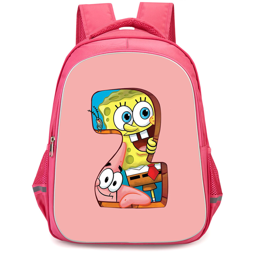 SpongeBob Backpack StudentPack - SpongeBob And Patrick Inside 2 Pink Background