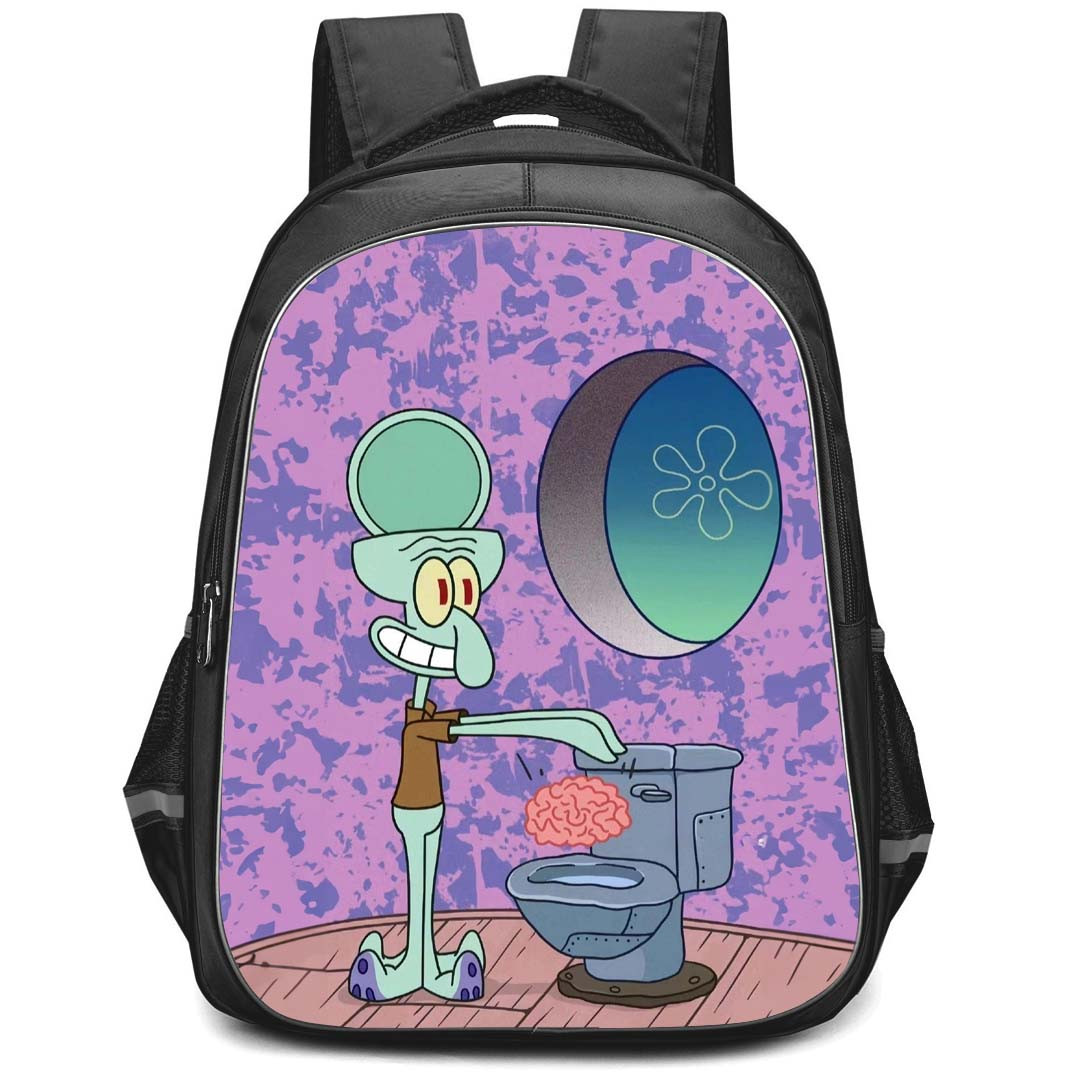 SpongeBob Squidward Backpack StudentPack - Squidward Putting Brain In Toilet
