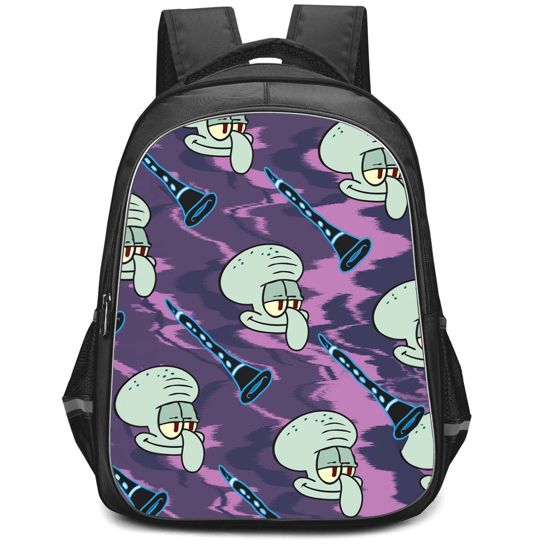 SpongeBob Squidward Backpack StudentPack - Squidward Pattern Art On Purple Background