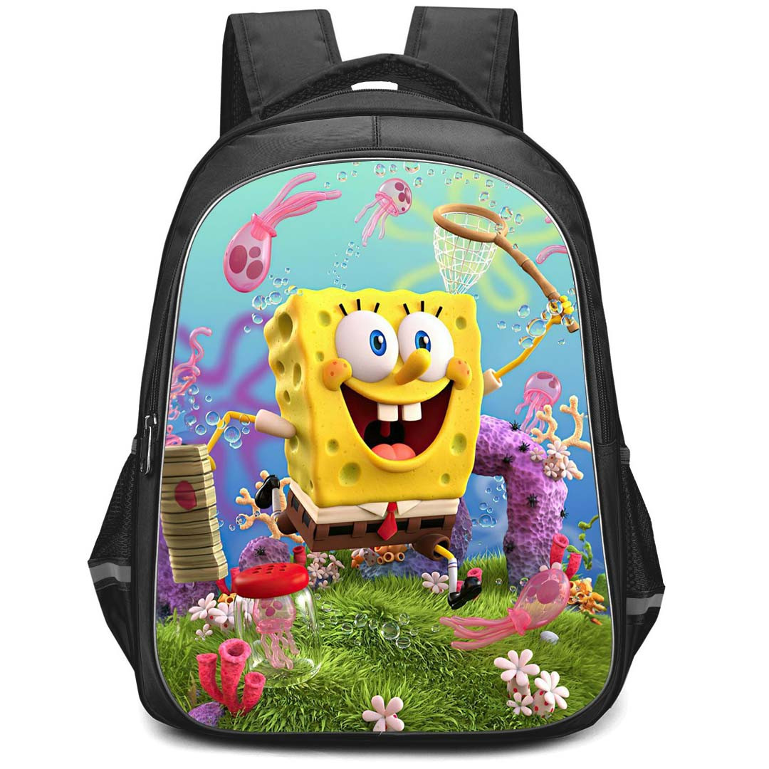 SpongeBob Backpack StudentPack - SpongeBob Trying To Catch JellyFish