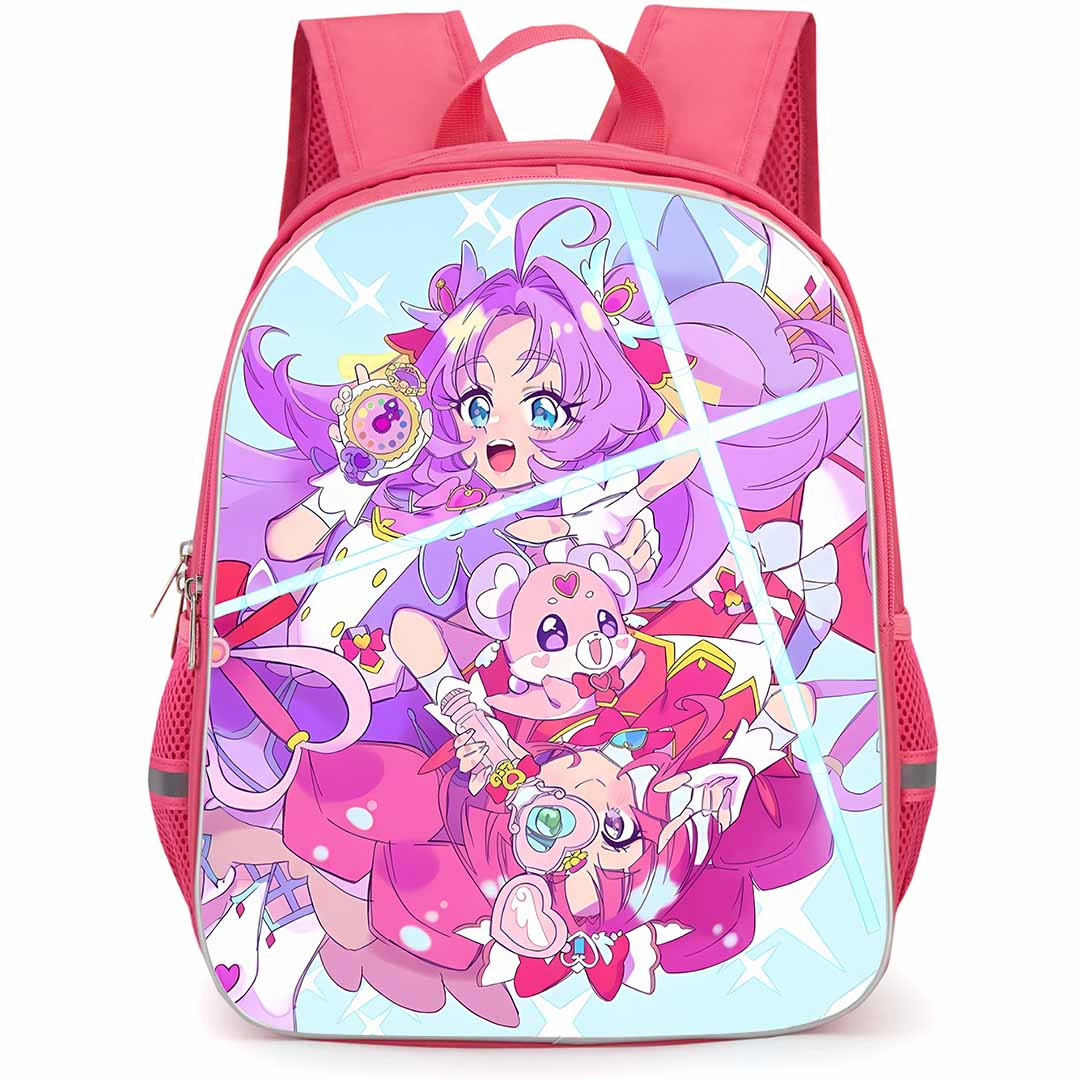 Star Detective Precure Backpack School Bag StudentPack - Akechi Anna And Kobayashi Mikuru Chibi Falling Smile Portrait