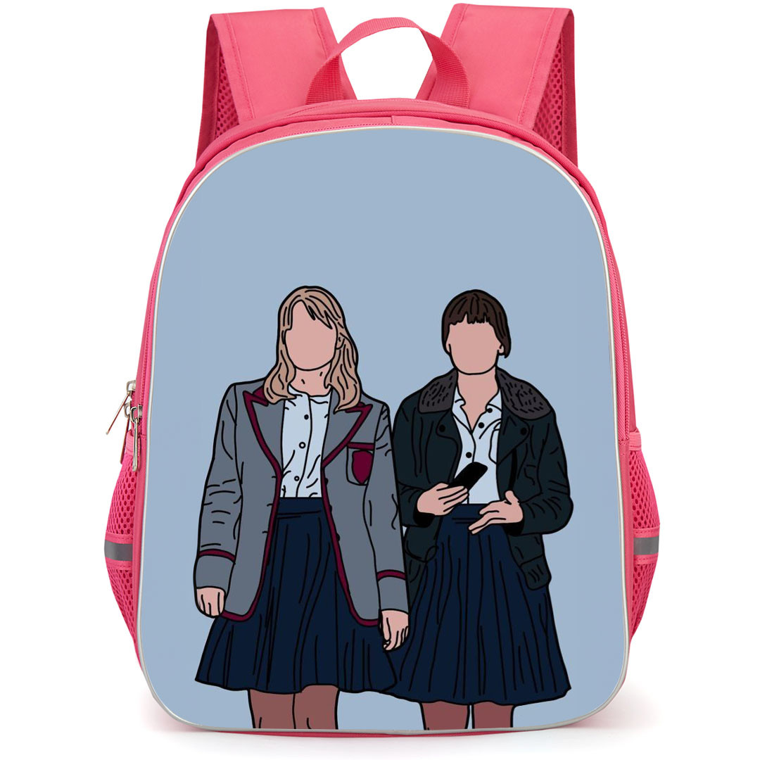 Sex Education Backpack StudentPack - Maeve Wiley And Aimee Gibb Minimalist Art Standing On Gray Background