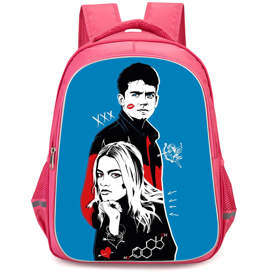 Sex Education Backpack StudentPack - Maeve And Otis Illustration On Blue Background