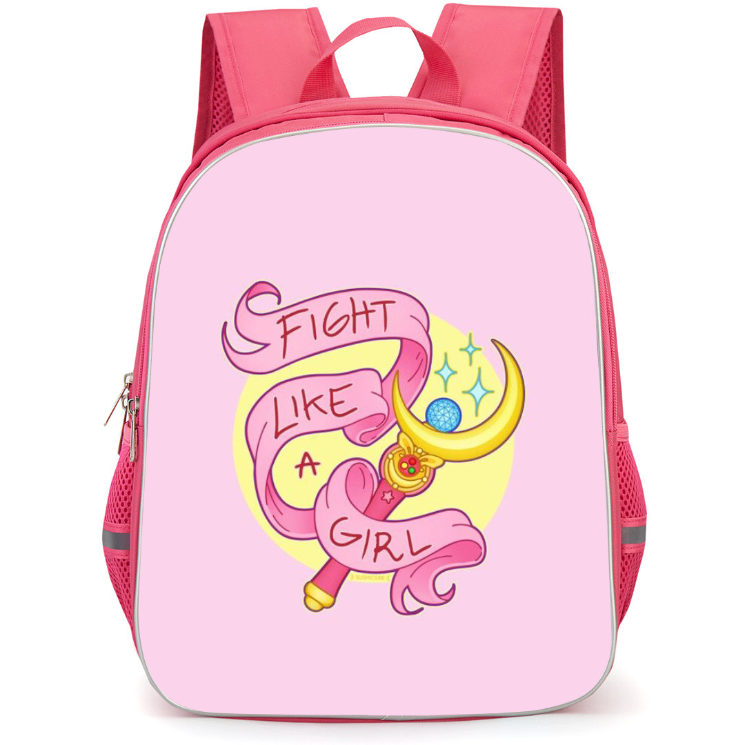 Sailor Moon Backpack StudentPack - Sailor Moon Fight Like A Girl Pink Background