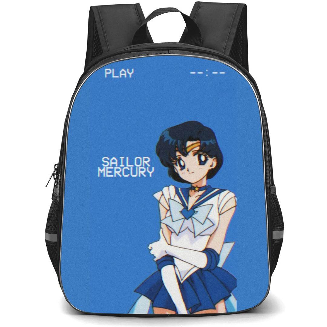 Sailor Moon Mercury Backpack StudentPack - Sailor Mercury Standing On Blue Background