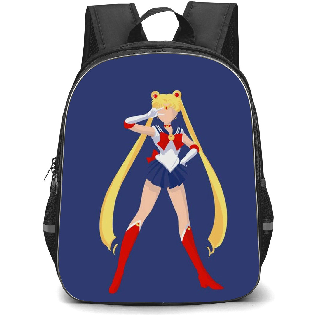 Sailor Moon Backpack StudentPack - Sailor Moon Standing Minimalist Art On Blue Background
