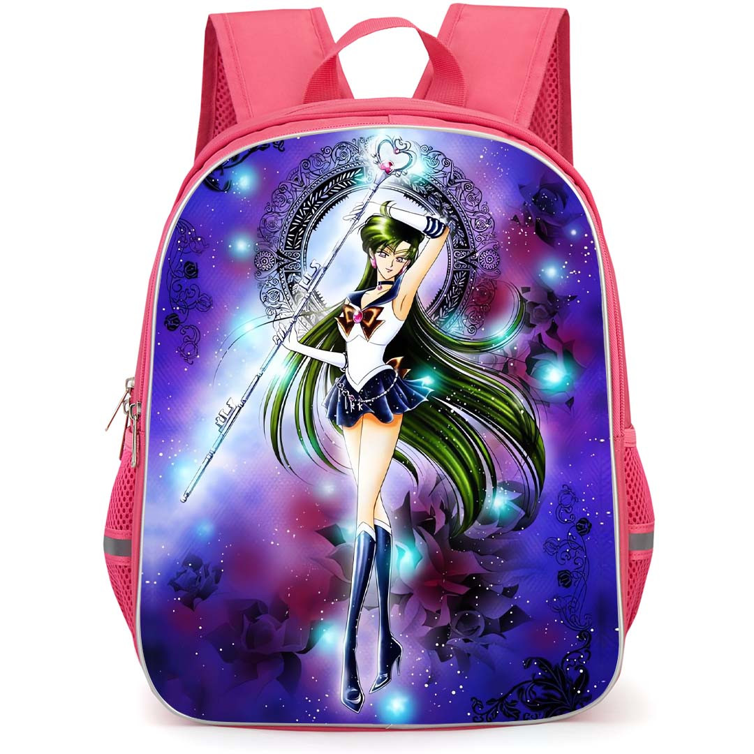 Sailor Moon Sailor Pluto Backpack StudentPack - Sailor Moon Sailor Pluto Anime Art On Purple Background