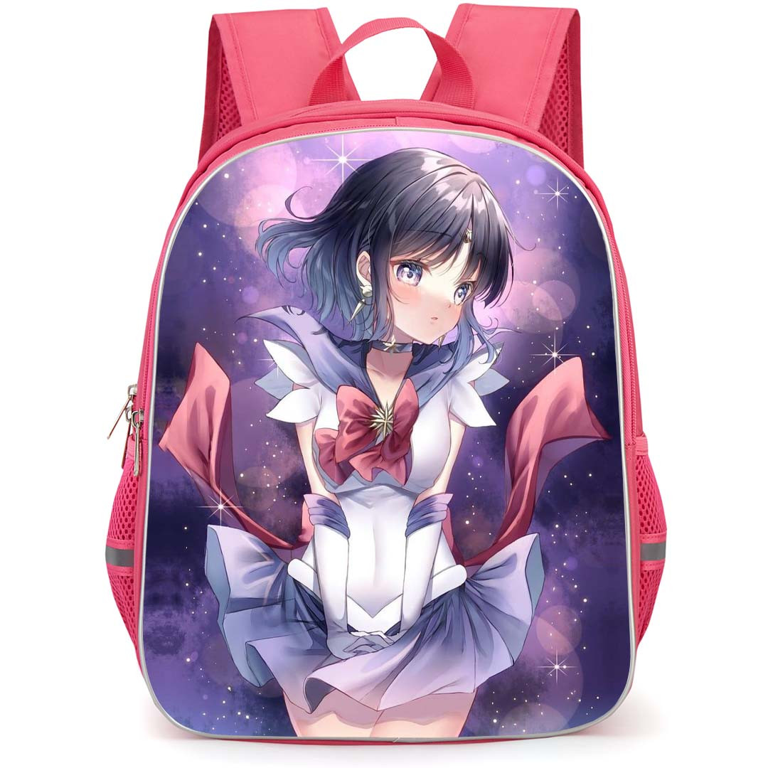 Sailor Moon Sailor Saturn Backpack StudentPack - Sailor Moon Sailor Saturn On Purple Lighting Background