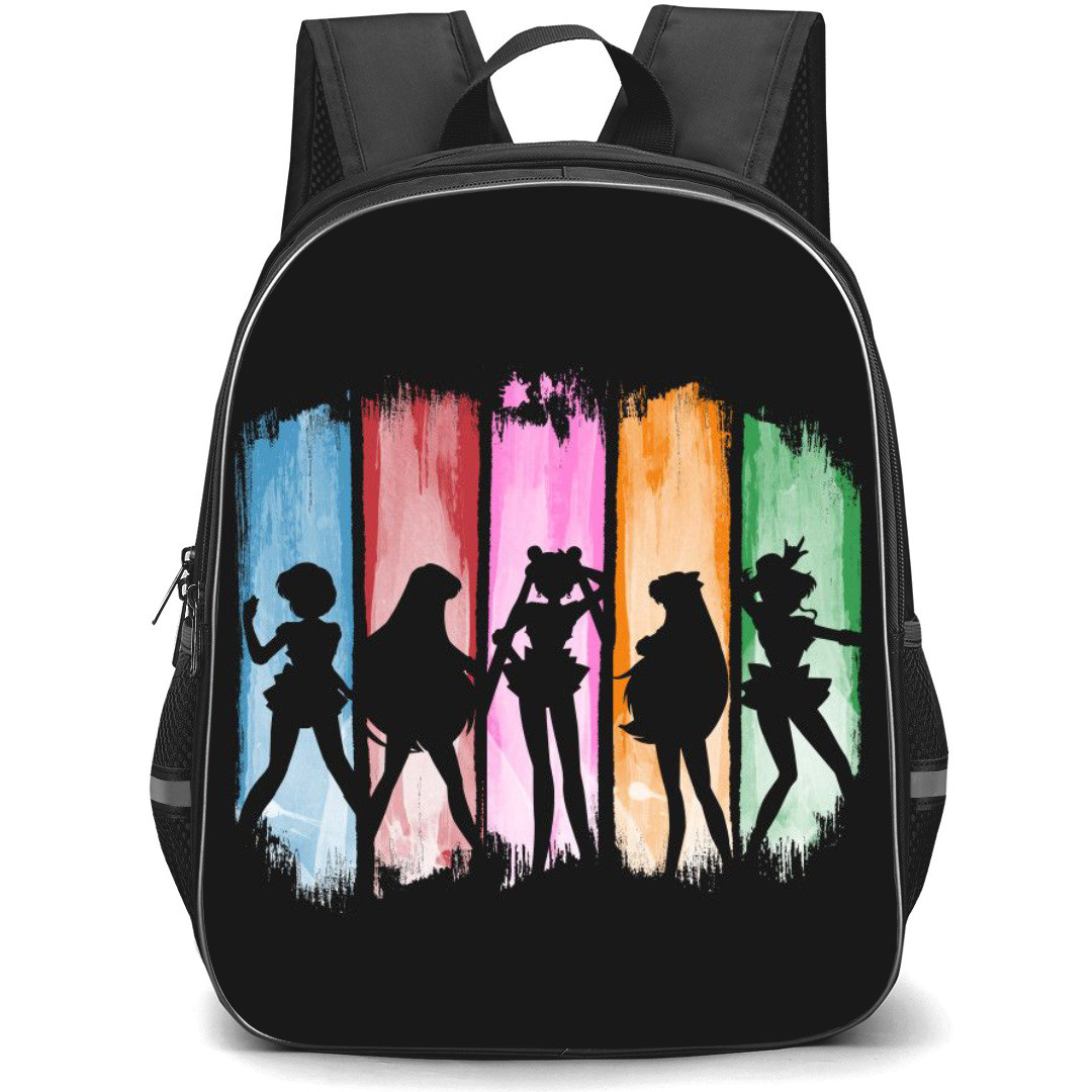 Sailor Moon Backpack StudentPack - Sailor Silhouette Rainbow Black Background