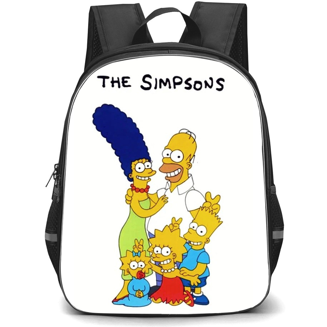 The Simpsons Backpack School Bag StudentPack - The Simpsons Characters Wacky Portrait Poster In White Background