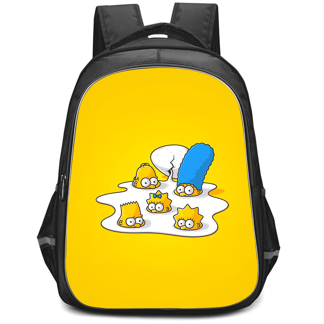 The Simpsons Backpack StudentPack - The Simpsons In Cracked Egg On Yellow Background