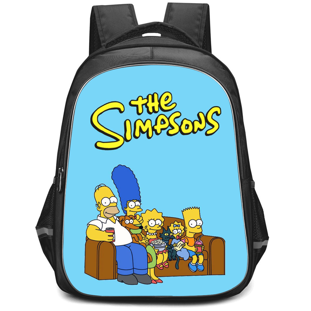 The Simpsons Backpack StudentPack - The Simpsons Family Sitting On Sofa Blue Background