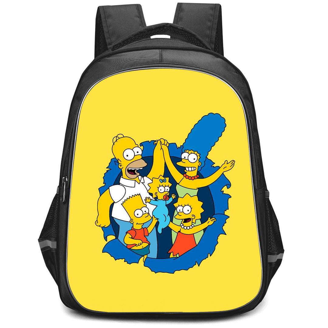 The Simpsons Backpack StudentPack - The Simpsons Family On Yellow Background