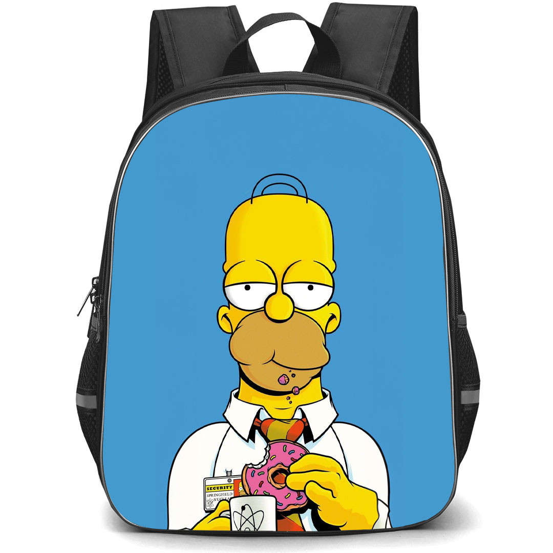 The Simpsons Homer Backpack StudentPack - Homer Eating Doughnut On Blue Background