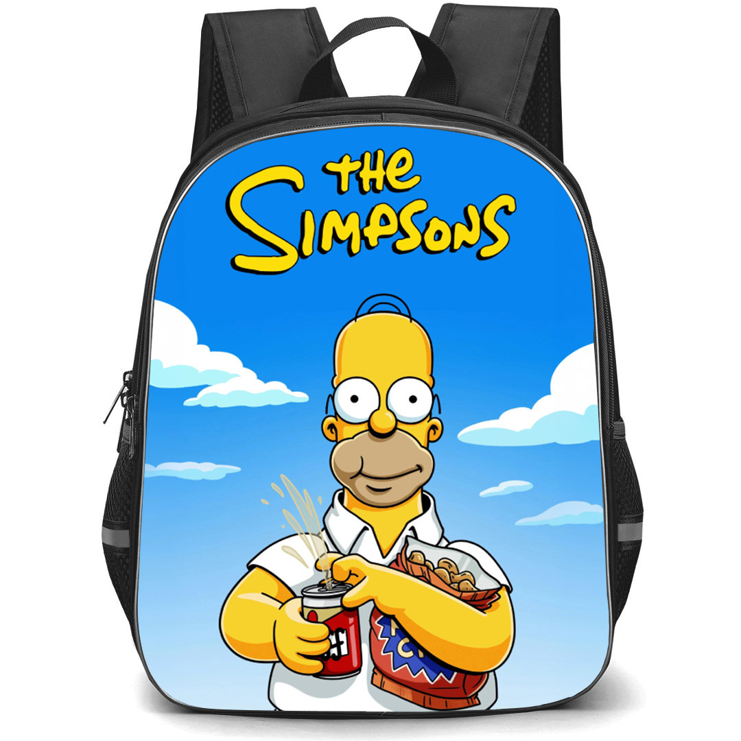 The Simpsons Homer Backpack School Bag StudentPack - Homer Eating Snacks Portrait Series Poster