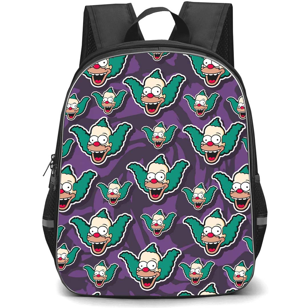 The Simpsons Krusty The Clown Backpack StudentPack - Krusty The Clown Avatar Pattern Art Purple Background