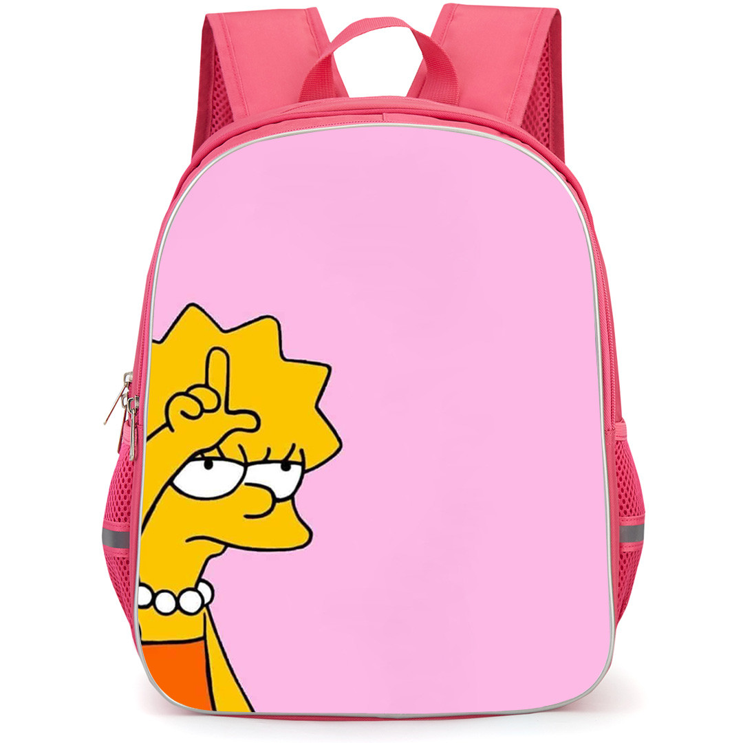 The Simpsons Lisa Backpack StudentPack - Lisa Loser On Pink Background