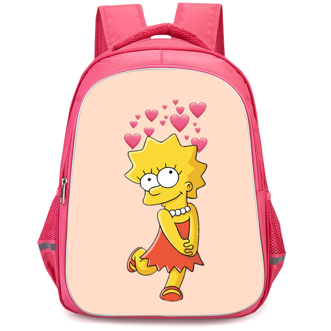The Simpsons Lisa Backpack StudentPack - Lisa Standing And Love Emoji On Beige Background
