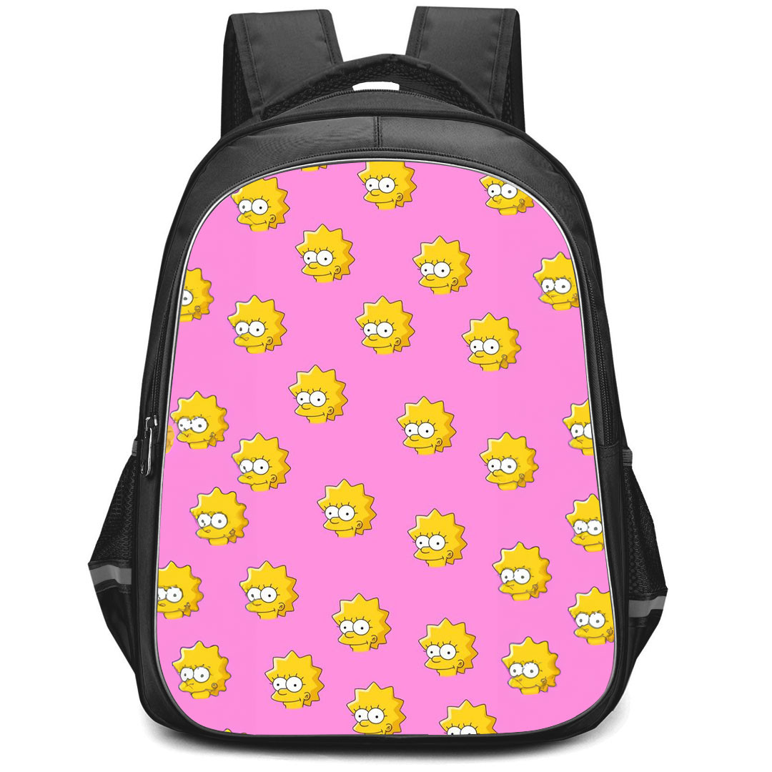 The Simpsons Maggie Backpack StudentPack - Maggie Avatar Pattern Art On Pink Background