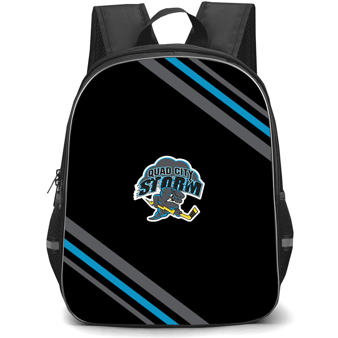 Quad City Storm Backpack School Bag StudentPack - Quad City Storm Large Logo With Stripe